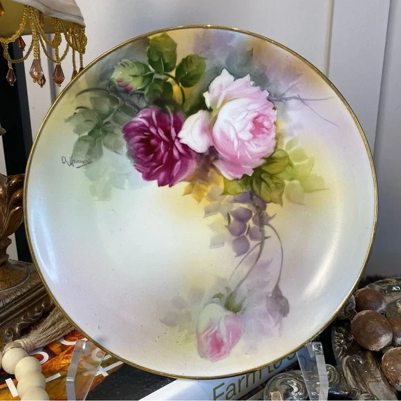 Noritake Hand Painted 8.5”Plate Decor Pink Roses Gold Rim Japan - Picture 7 of 8